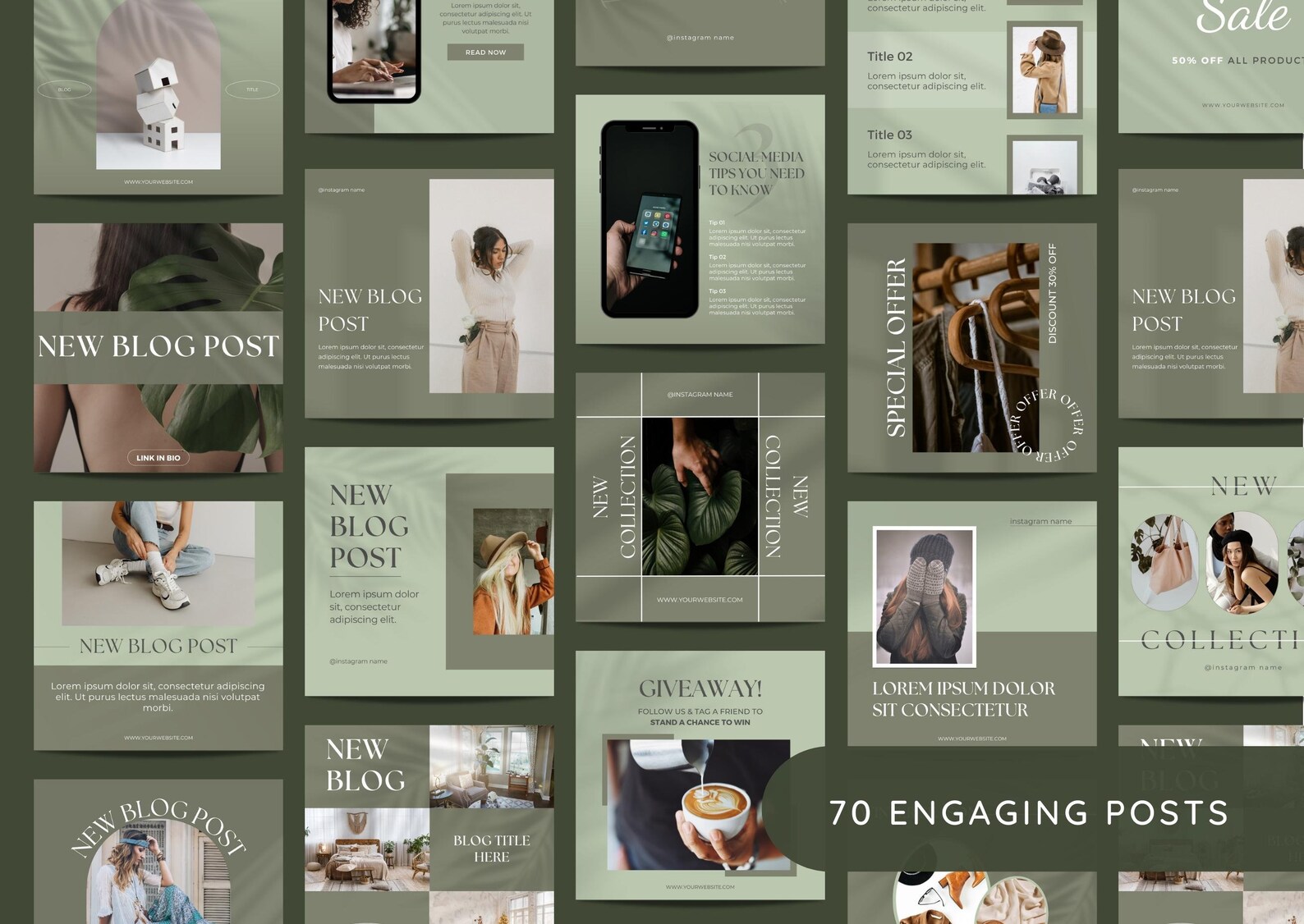 150 Luxury Green Instagram Templates Kit Designed With Canva Etsy