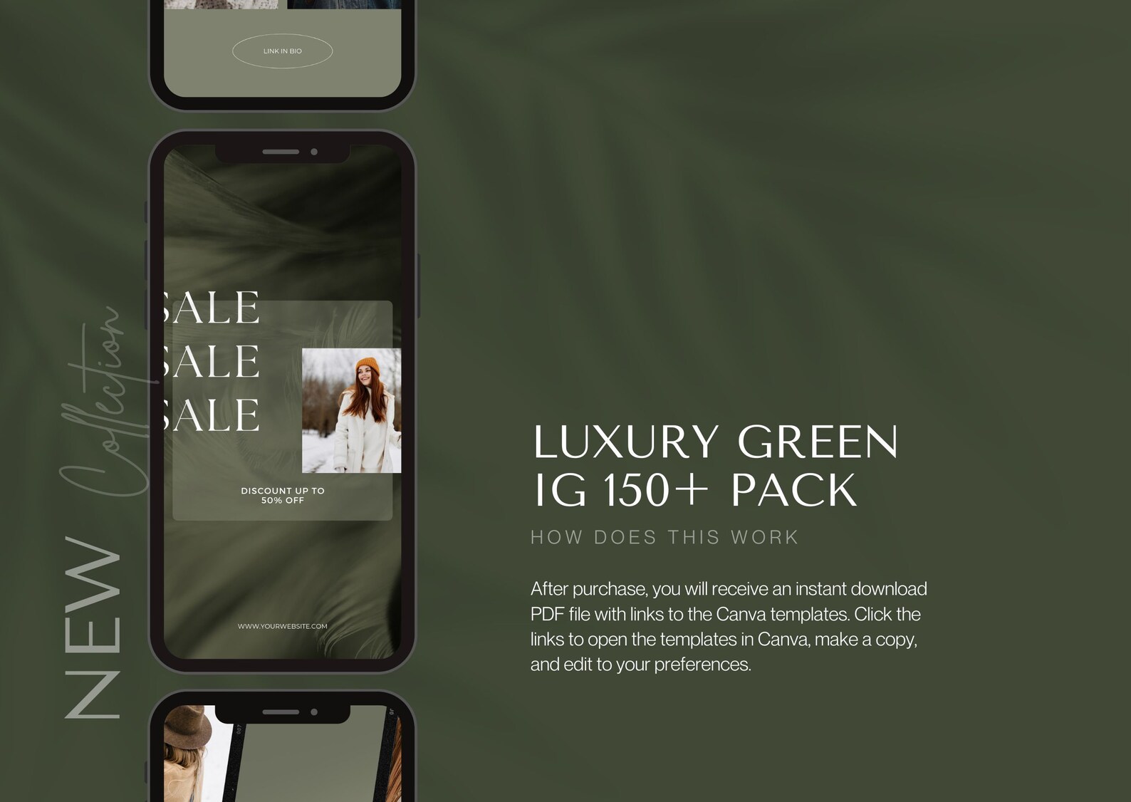 150 Luxury Green Instagram Templates Kit Designed With Canva Etsy