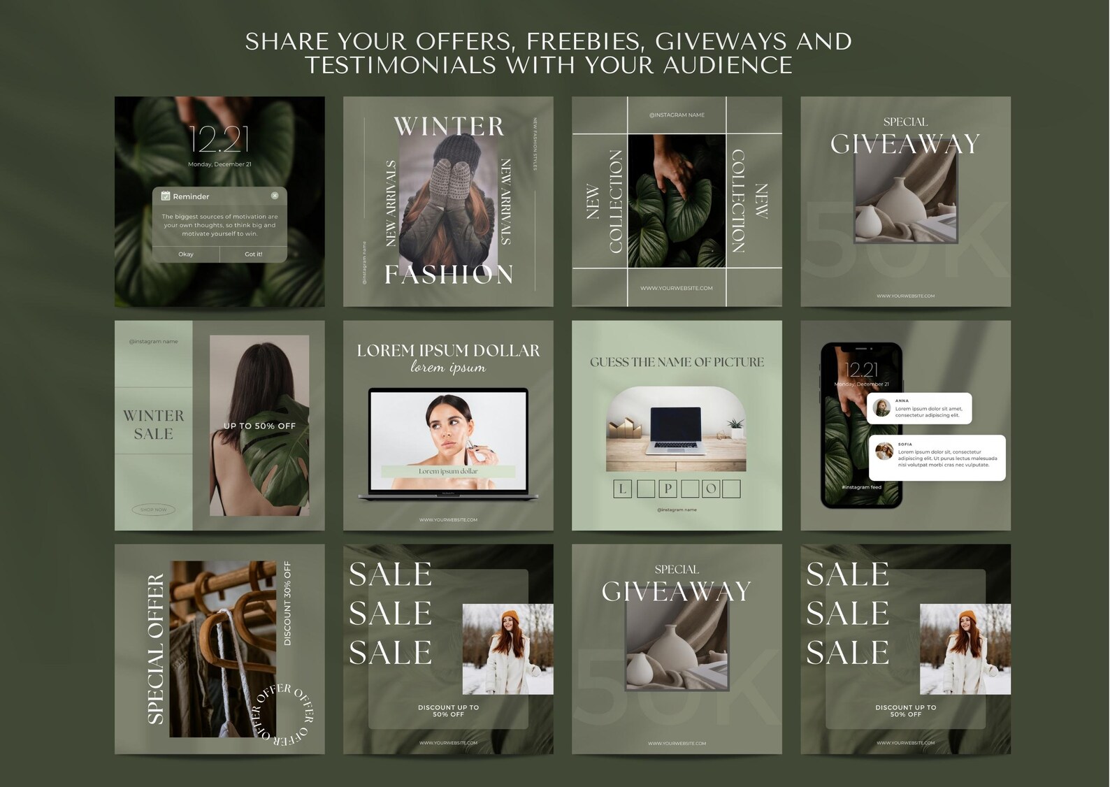150 Luxury Green Instagram Templates Kit Designed With Canva Etsy