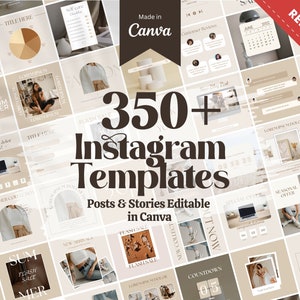 350+ Boho Inspired Instagram Templates Kit Designed with Canva | Beige Instagram Templates | Instagram Stories | Instagram Post Templates