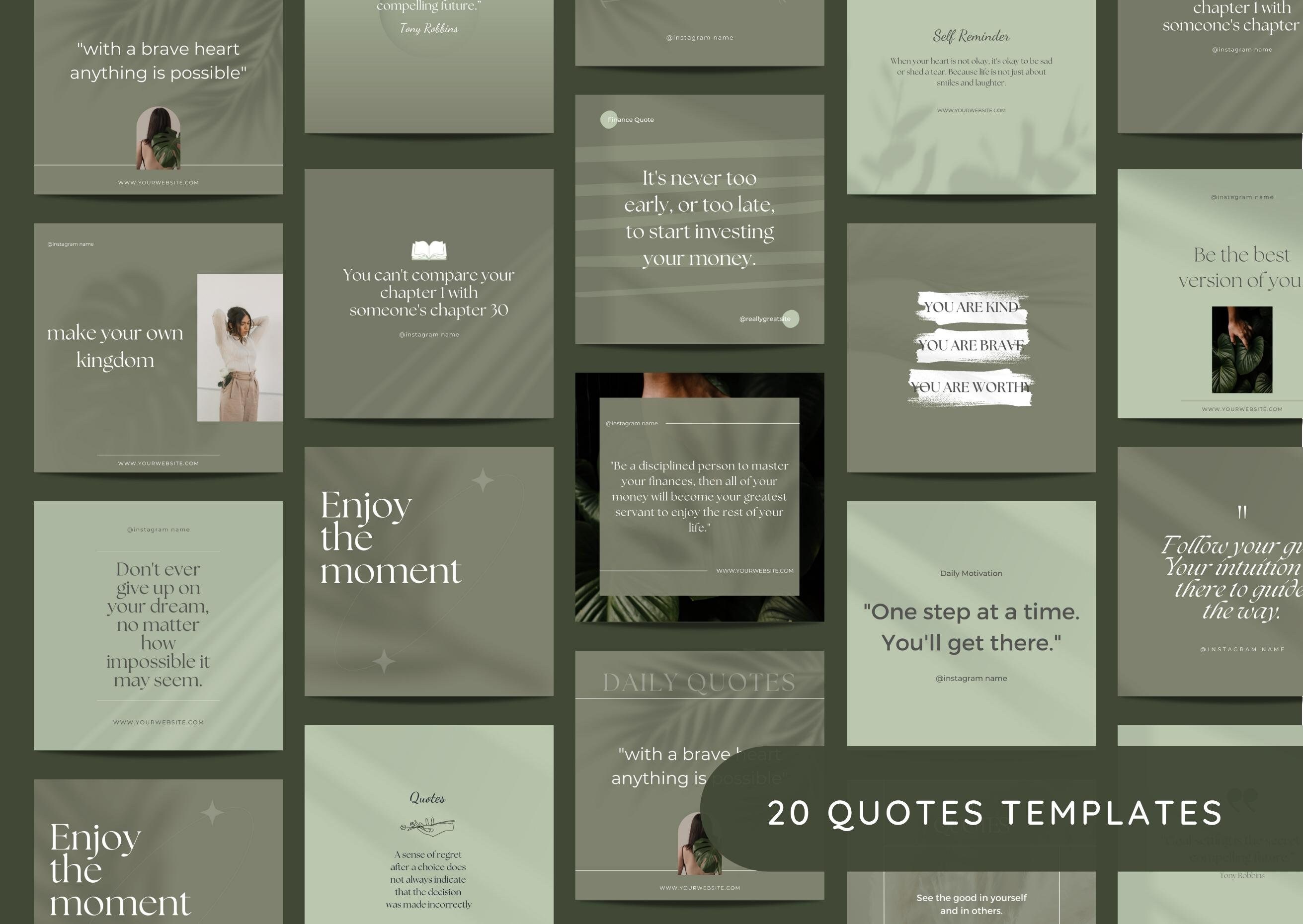 150 Luxury Green Instagram Templates Kit Designed With Canva Green