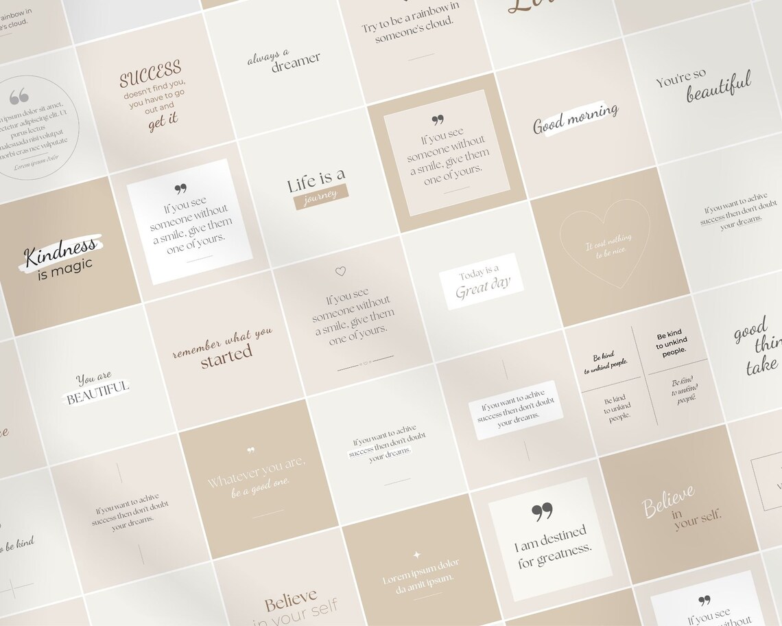 350 Boho Inspired Instagram Templates Kit Designed With Canva Beige