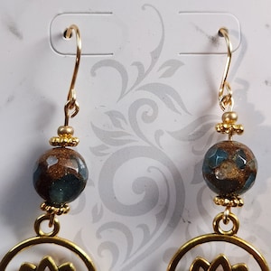 Gold lotus flower earrings