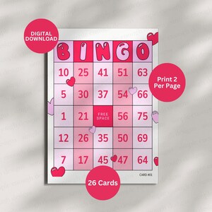 Tarjetas de bingo del día de San Valentín / Bingo de San Valentín / Bingo de San Valentín imprimible / Tarjeta de bingo de San Valentín / Tarjetas de bingo de corazón rojo / Bingo de Galentines