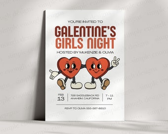 Heart Gal Pals Galentines Party Invite | Galentines Invitation | Valentines Galentines Invitation | Galentines Party Invitation