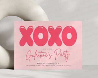 Galentines Party Invite| Pink XOXO | Editable Galentines | Galentines Invitation | Galentines Canva Invite | Galentines Printable