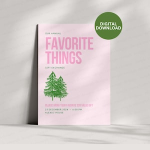 Pink Favorite Things Invite | Favorite Things Party Invitation Downloadable | Favorite Things Party Invitation |  Christmas Party Invitation