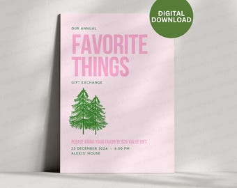 Pink Favorite Things Invite | Favorite Things Party Invitation Downloadable | Favorite Things Party Invitation |  Christmas Party Invitation