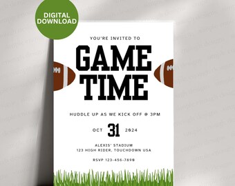Football Party Invitation | Digital Printable Football Party Invit | Football Watching Party Invite | Game Time Invitation