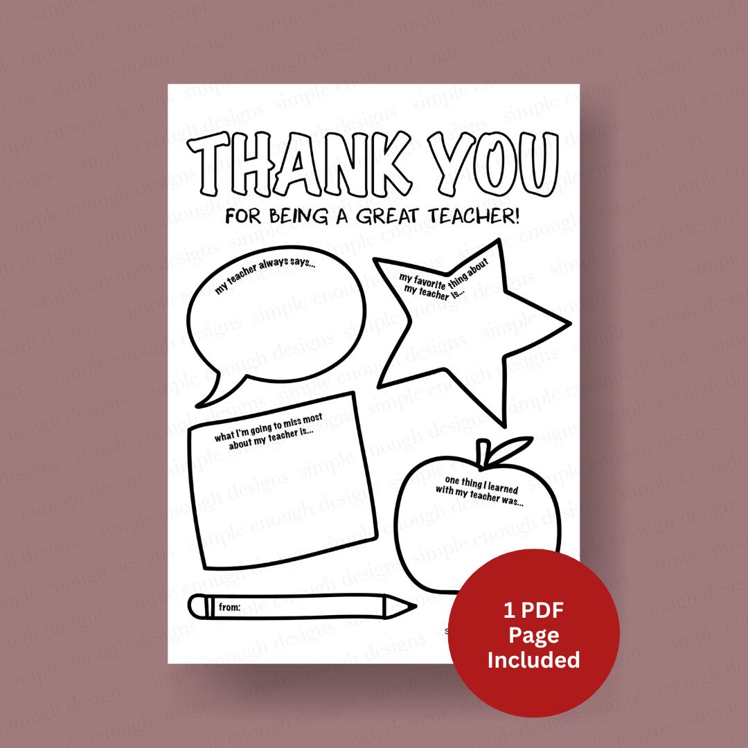 All About My Teacher Printable | Teacher Appreciation Gift ...