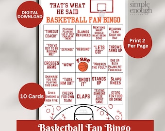 That's What He Said Bingo | Basketball Fan Bingo | Basketball Husband Bingo | Basketball Bingo Scorecards | Funny Basketball Bingo