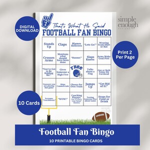 Eso es lo que dijo Bingo / Bingo de aficionados al fútbol / Bingo de maridos futbolistas / Tarjetas de puntuación de bingo de fútbol / Bingo divertido de fútbol americano