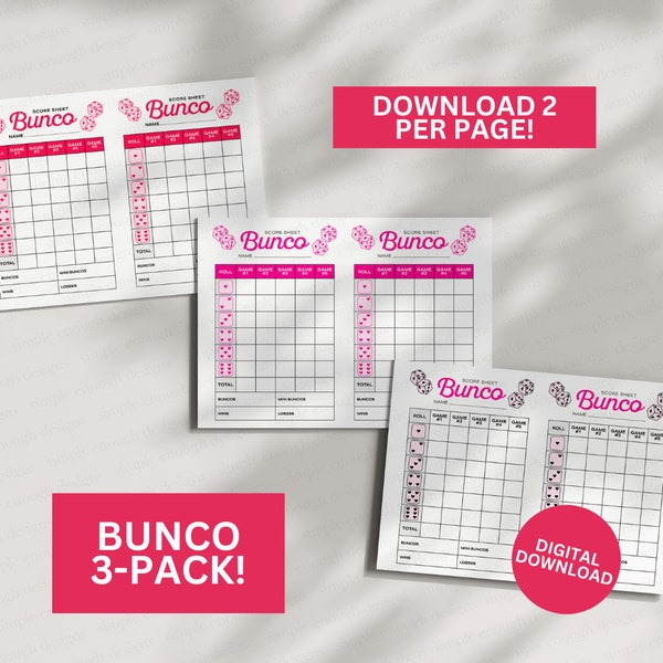 Valentine's Bunco 3-Pack | Valentines Bunco | Printable Valentines Bunco | Valentine Bunco Cards | Red Heart Bunco Cards | Galentines Bunco