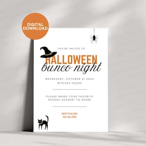 Uitnodiging Halloween Bunco | Digitale afdrukbare Halloween Bunco-uitnodiging | Uitnodiging feest Bunco Girls | Digitale Bunco Halloween-uitnodiging