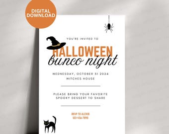 Halloween Bunco Invitation | Digital Printable Halloween Bunco Invite | Bunco Girls Party Invitation | Digital Bunco Halloween Invite