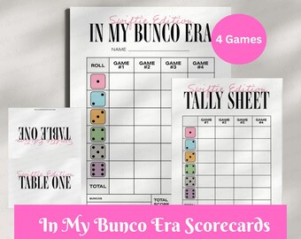 4 Games - Lets Roll with Taylor Bunco Cards | Digital Printable Bunco Swiftie Bunco Cards | Digital Bunco Cards Tally Sheet Rules Scorecards