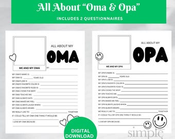 All About My Oma Printable | Oma Questionnaire | Opa Questionnaire | All About My Opa  | Fathers Day card Printable Grandpa