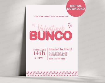Valentine Bunco Invitation | Bunco Cards | February Bunco Invitation | Valentine Dice Game | Ladies Game Night | Printable Digital Invite