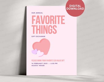 Pink Favorite Things Invite | Favorite Things Party Invitation Downloadable | Favorite Things Party Invitation |  Valentine Party Invitation
