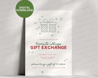 Gift Exchange Invite | Secret Santa Gift Exchange Invite | White Elephant Invitation | Christmas Party Editable Invitation