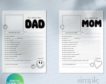 All About My Dad Printable | Father's Day Interview | Fathers Day Questionnaire Preschool | All About My Dad Printable | Dad Birthday Gift