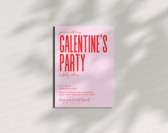 Galentines Invitation Simple | Let's Celebrate Valentines Day Invite | Galentines Party Invite | Valentines Invite | Red Pink Galentine