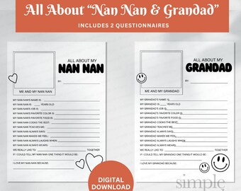 All About My Grandad Printable | Nan Nan Questionnaire | Grandad Questionnaire | All About My Grandad Interview | Grandad Nan Nan Gift