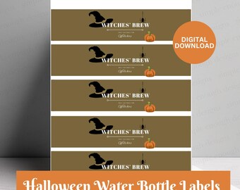 Witches Brew Halloween Water Bottle Label | Water Bottle Printable Template | Water Bottle Cover Digital Download | Halloween Party Food