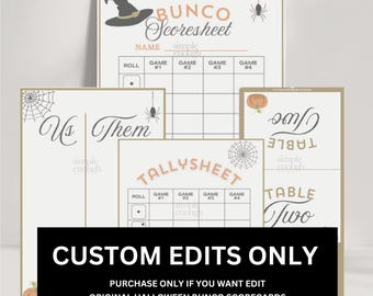 CUSTOM BUNCO EDITS* to Original Bunco Templates | Digital Printable Bunco Cards | Digital Bunco Cards Tally Sheet Rules Table Scorecards