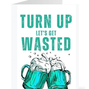 Let's Get Wasted Card Funny Drinking Card Congratulations Card ...