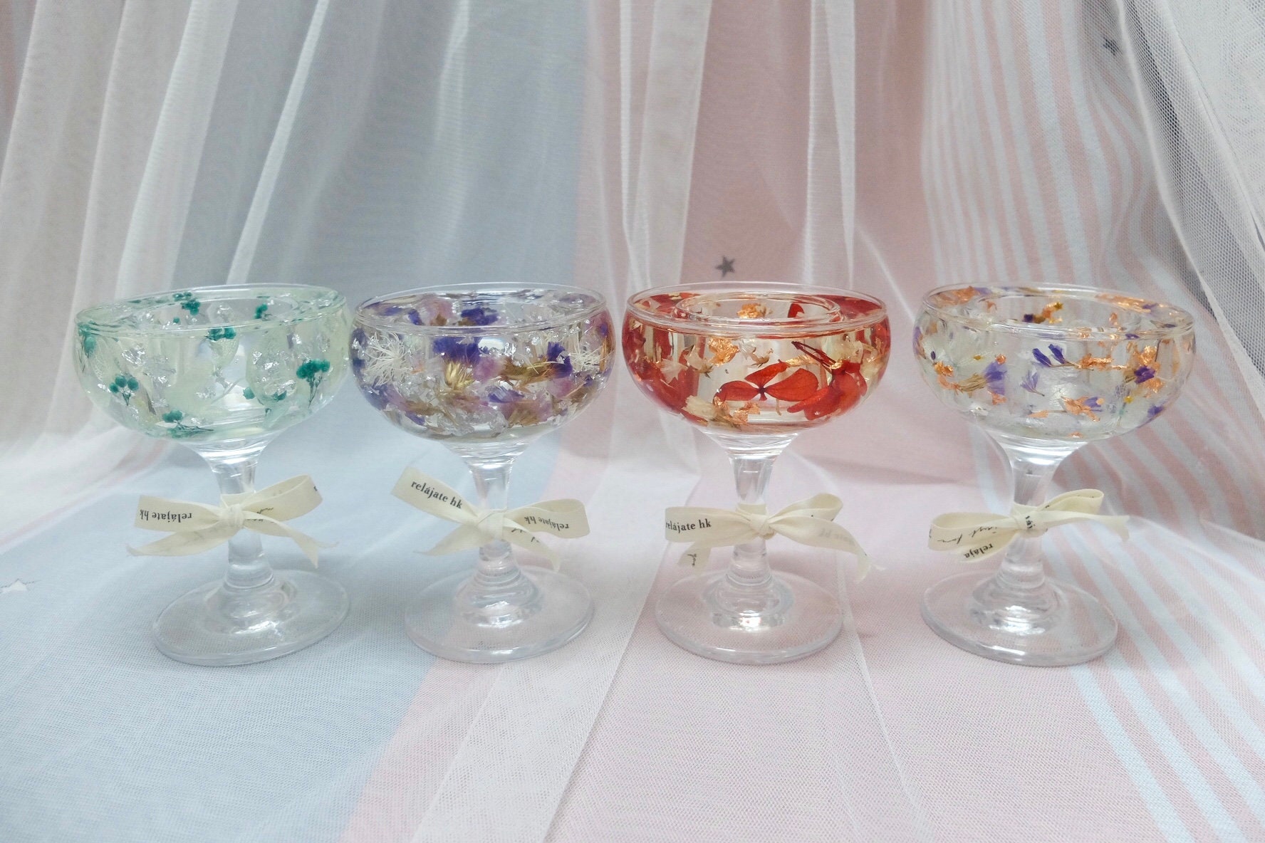 Natural Dried Flower Gel Wax Candle Holder with a Tea Light Etsy