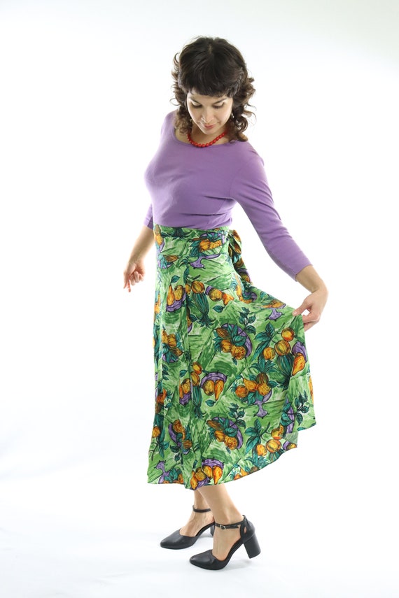 Rayon Wrap Skirt Multicolor Impressionist Still L… - image 4