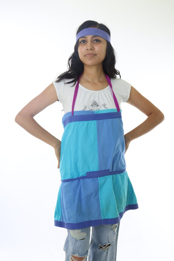 70s Patchwork Cotton Jacket - Reversible Apron, P… - image 6