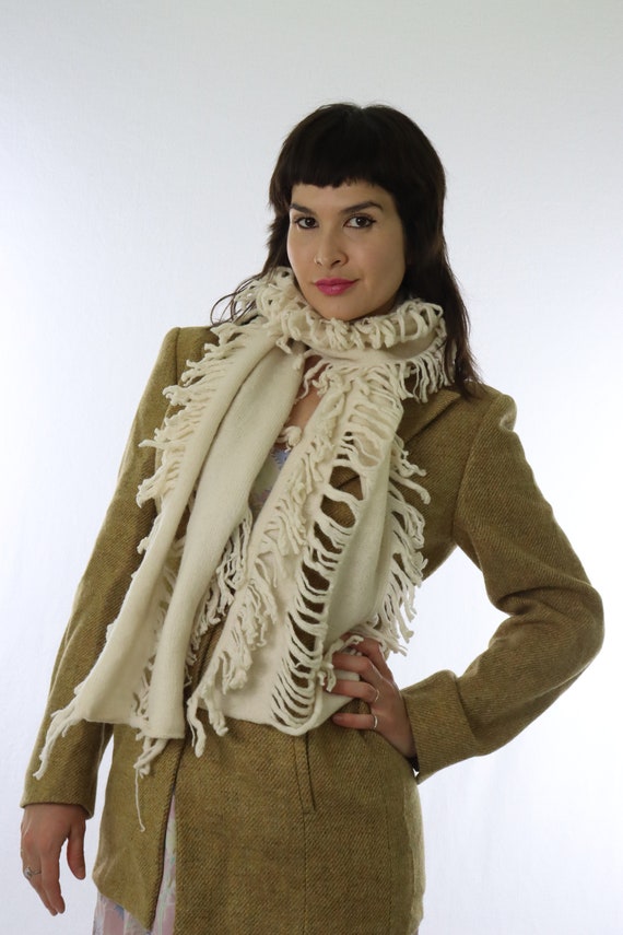 Cream Lambswool Bone-colored Distressed Witchy Bo… - image 1