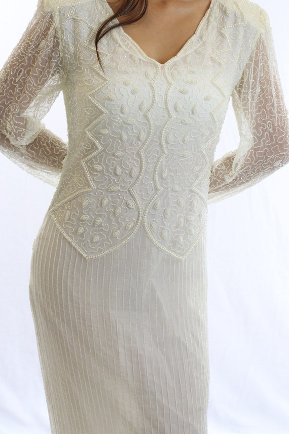 Stunning Beaded Indian Silk Wedding Dress 80's do… - image 8