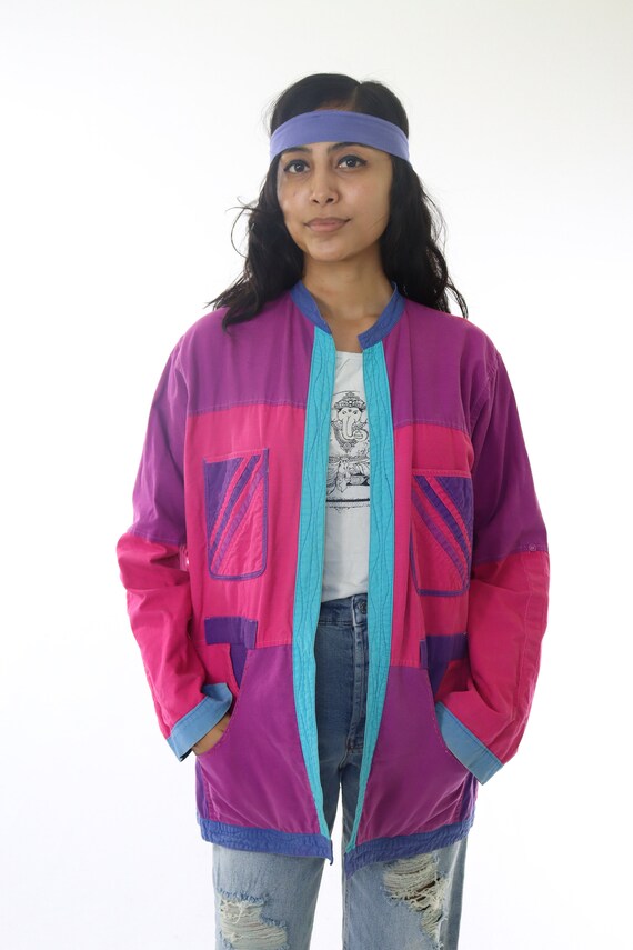 70s Patchwork Cotton Jacket - Reversible Apron, P… - image 8