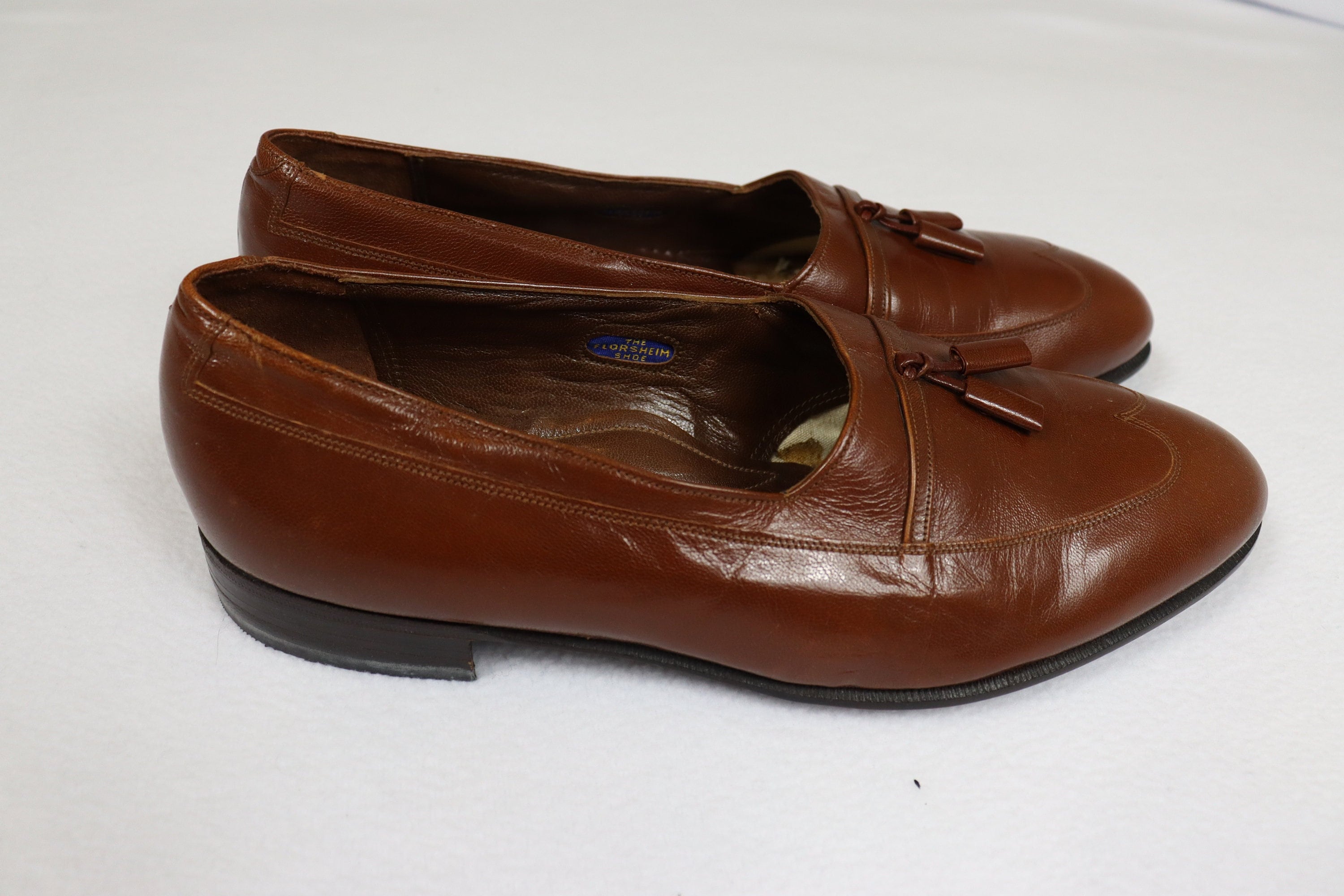 Vintage Florsheim Tassel Loafers: Chestnut Brown Wingtip 
