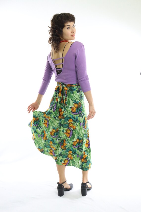 Rayon Wrap Skirt Multicolor Impressionist Still L… - image 5