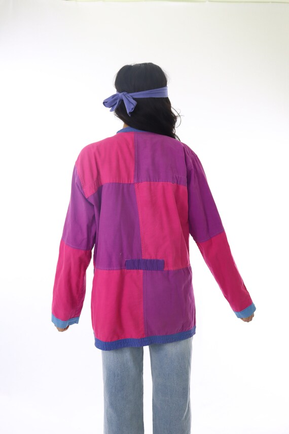 70s Patchwork Cotton Jacket - Reversible Apron, P… - image 9