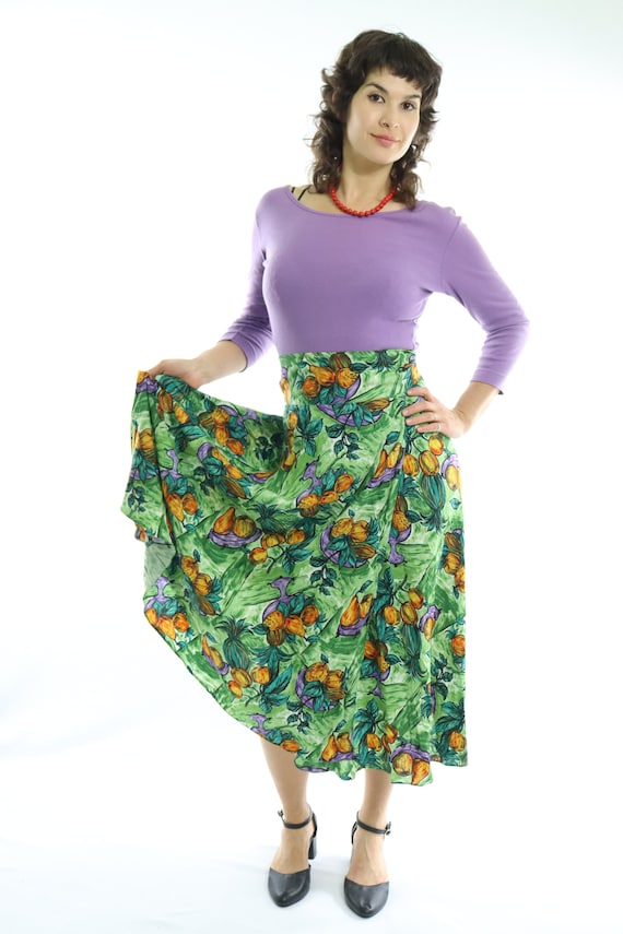 Rayon Wrap Skirt Multicolor Impressionist Still L… - image 1