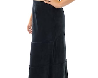 Black Basic Witch Faux suede 1990’s long witchy tiered broomstick skirt size large to extra large