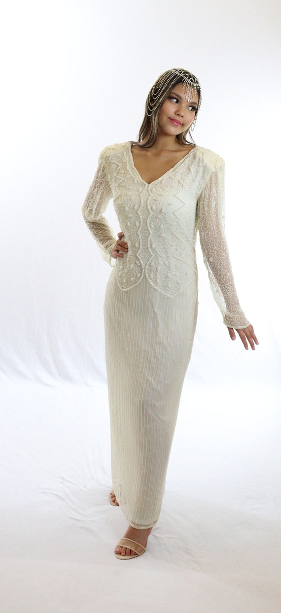 Stunning Beaded Indian Silk Wedding Dress 80's does 3… - Gem