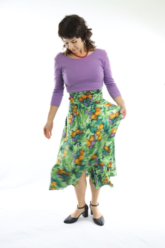 Rayon Wrap Skirt Multicolor Impressionist Still L… - image 3