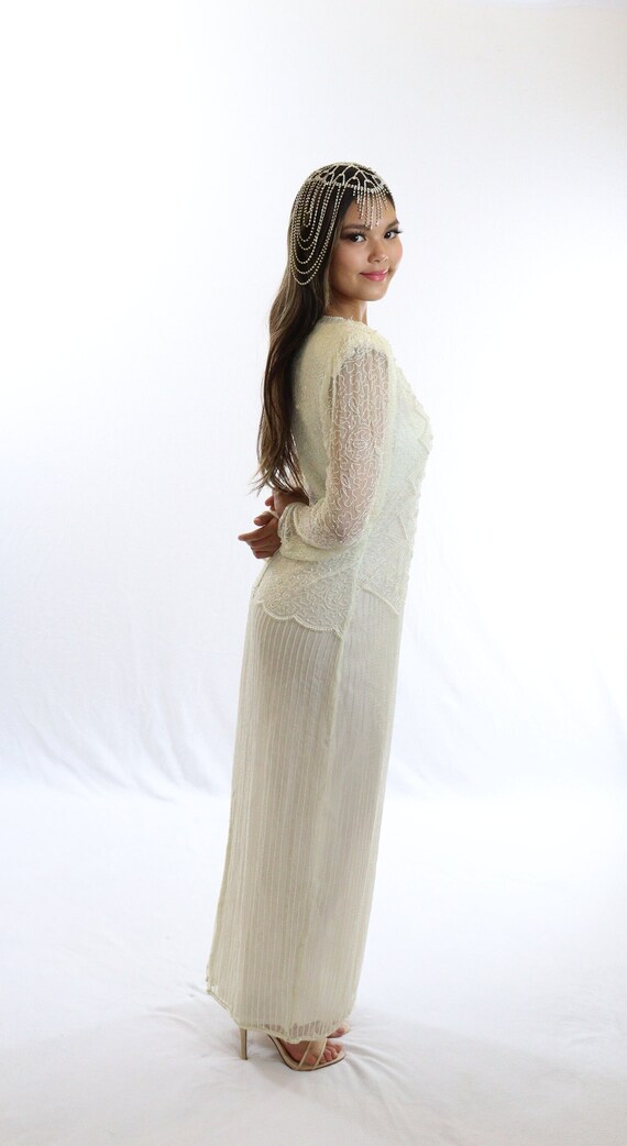 Stunning Beaded Indian Silk Wedding Dress 80's do… - image 3