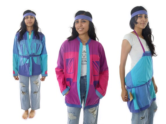 70s Patchwork Cotton Jacket - Reversible Apron, P… - image 2