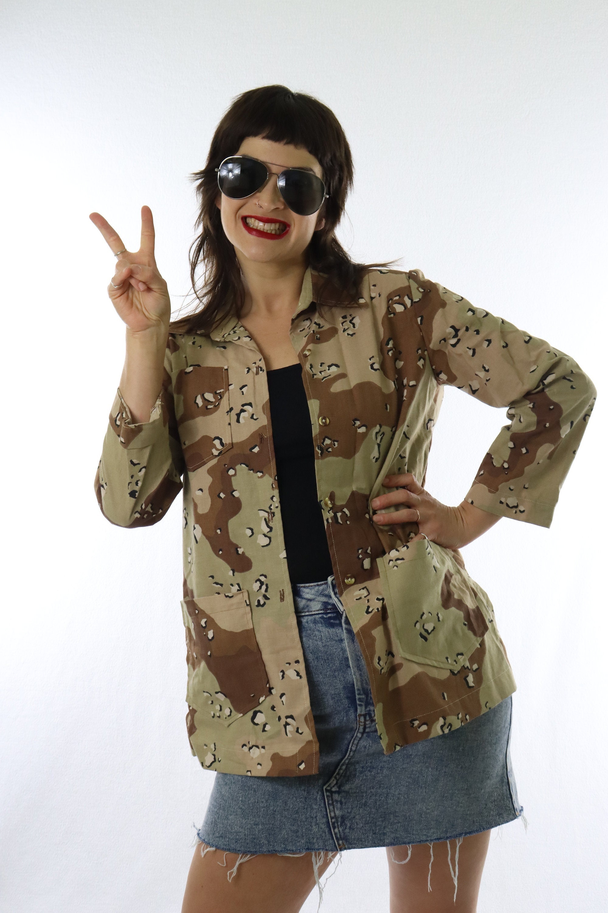 Vintage 90s Army Camouflage Cropped Jacket All Sizes Small 