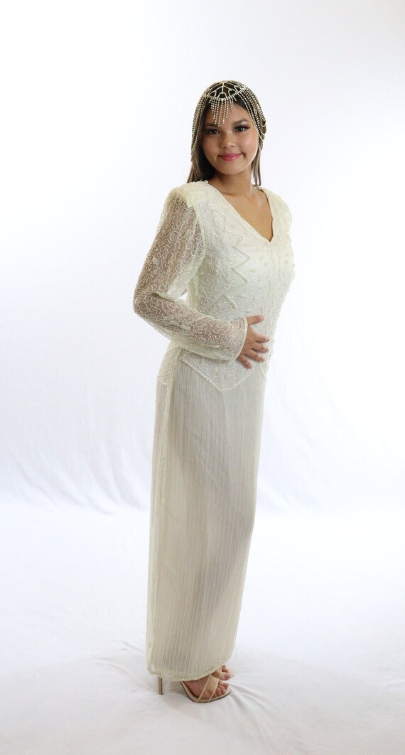 Stunning Beaded Indian Silk Wedding Dress 80's do… - image 4