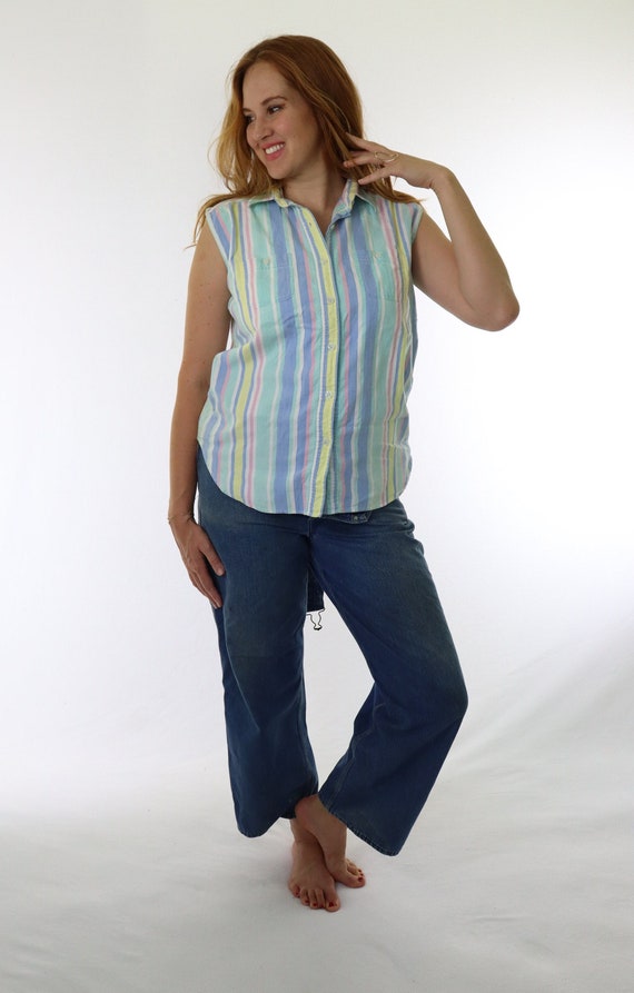 Striped Casual Unisex Pastel Rainbow Stripe 1980's