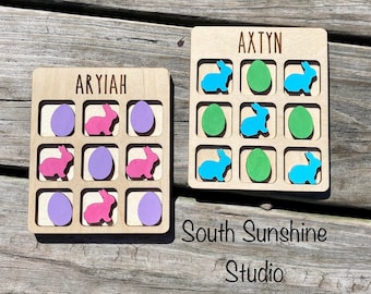 Personalized Easter Tic Tac Toe Game: Kids Easter Basket Stuffer