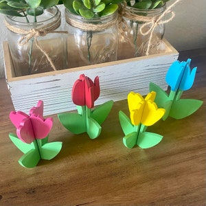NEW COLORS / 3D tulip wood decor / Spring Decor / Tiered Tray Decor / Mantle Decor / Easter decorations for home / image 3